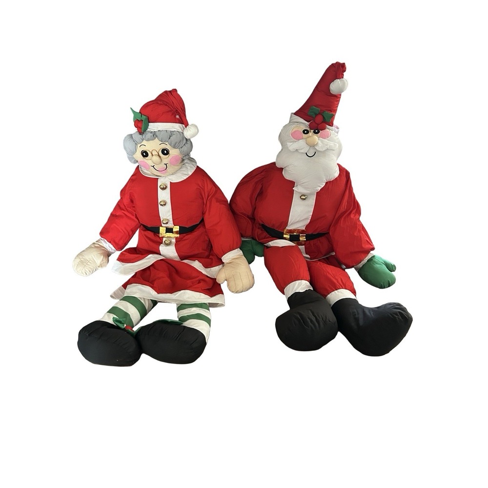 Vtg Lillian Vernon Santa & Mrs Claus Christmas Life Size Plush Figure 5 feet HTF